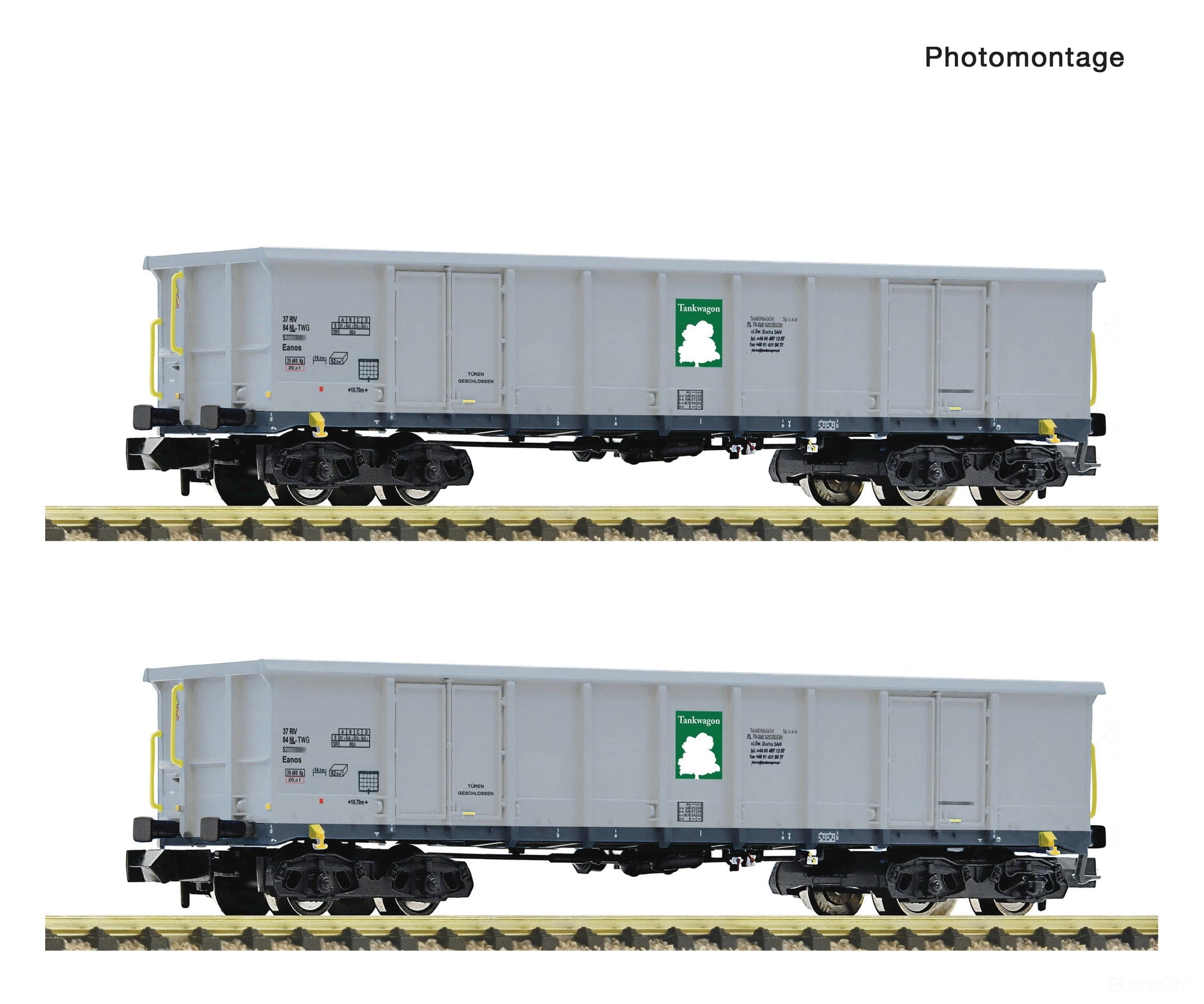 Fleischmann 6660160 N 2 piece set: Open goods wagons Tankwagon European Freight Cars