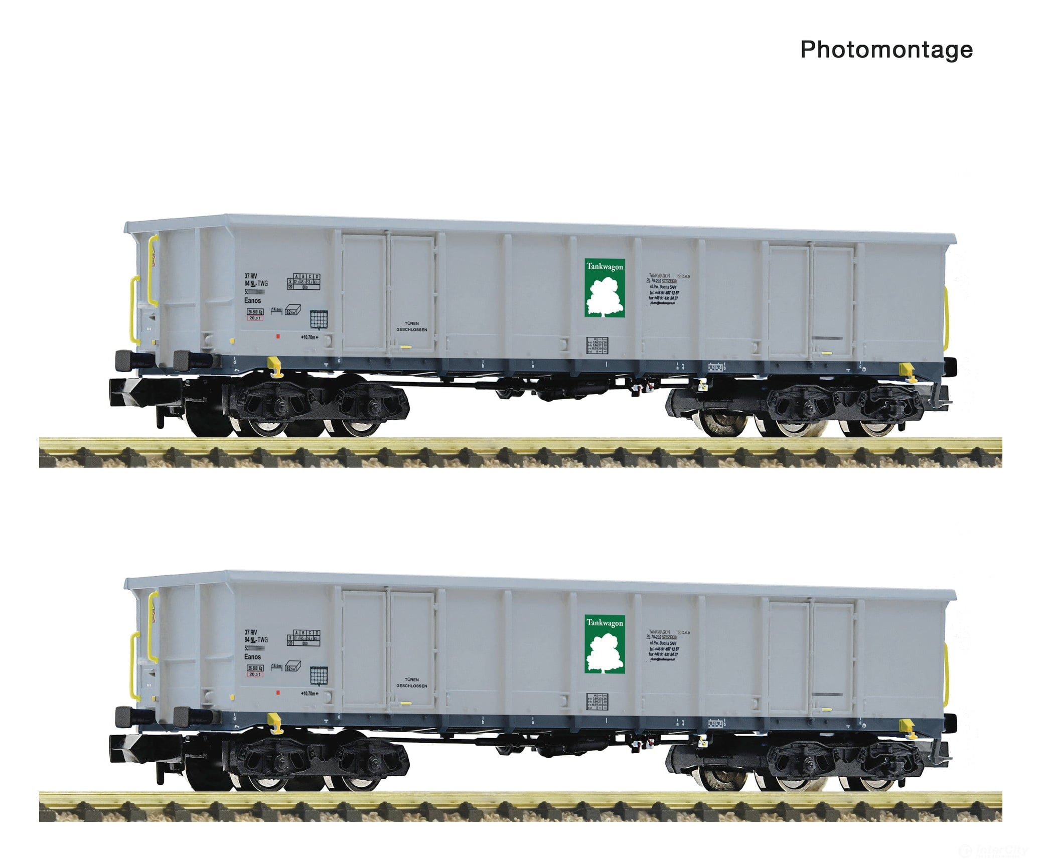 Fleischmann 6660160 N 2 piece set: Open goods wagons Tankwagon European Freight Cars