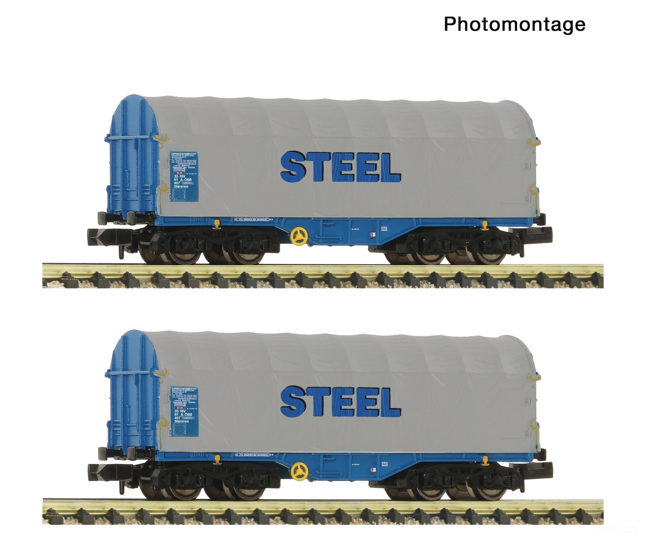 Fleischmann 6660173 N 2 piece set: Slide tarpaulin wagons ÖBB European Freight Cars