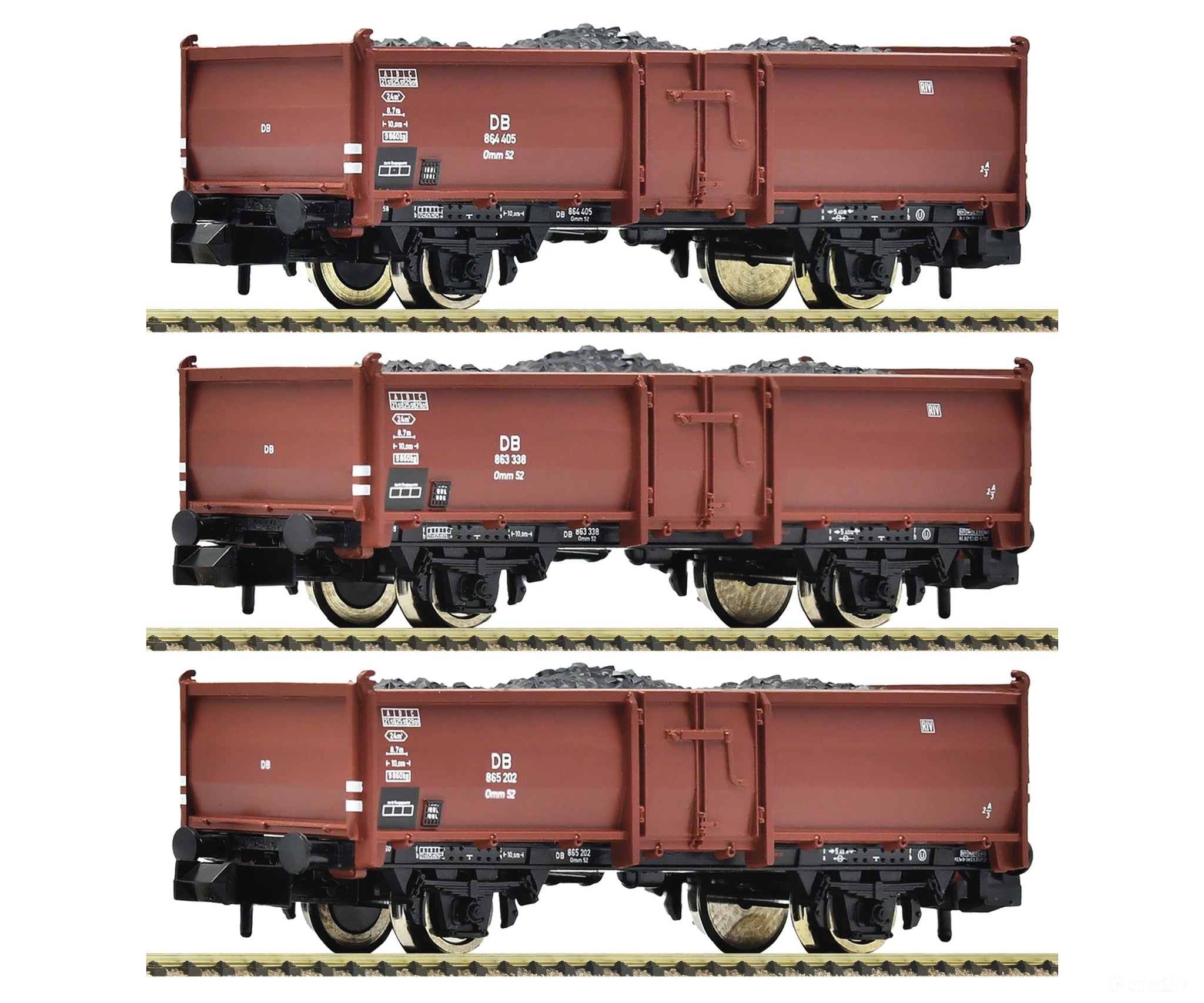 Fleischmann 820530 N 3 piece set: Coal wagons DB European Freight Cars