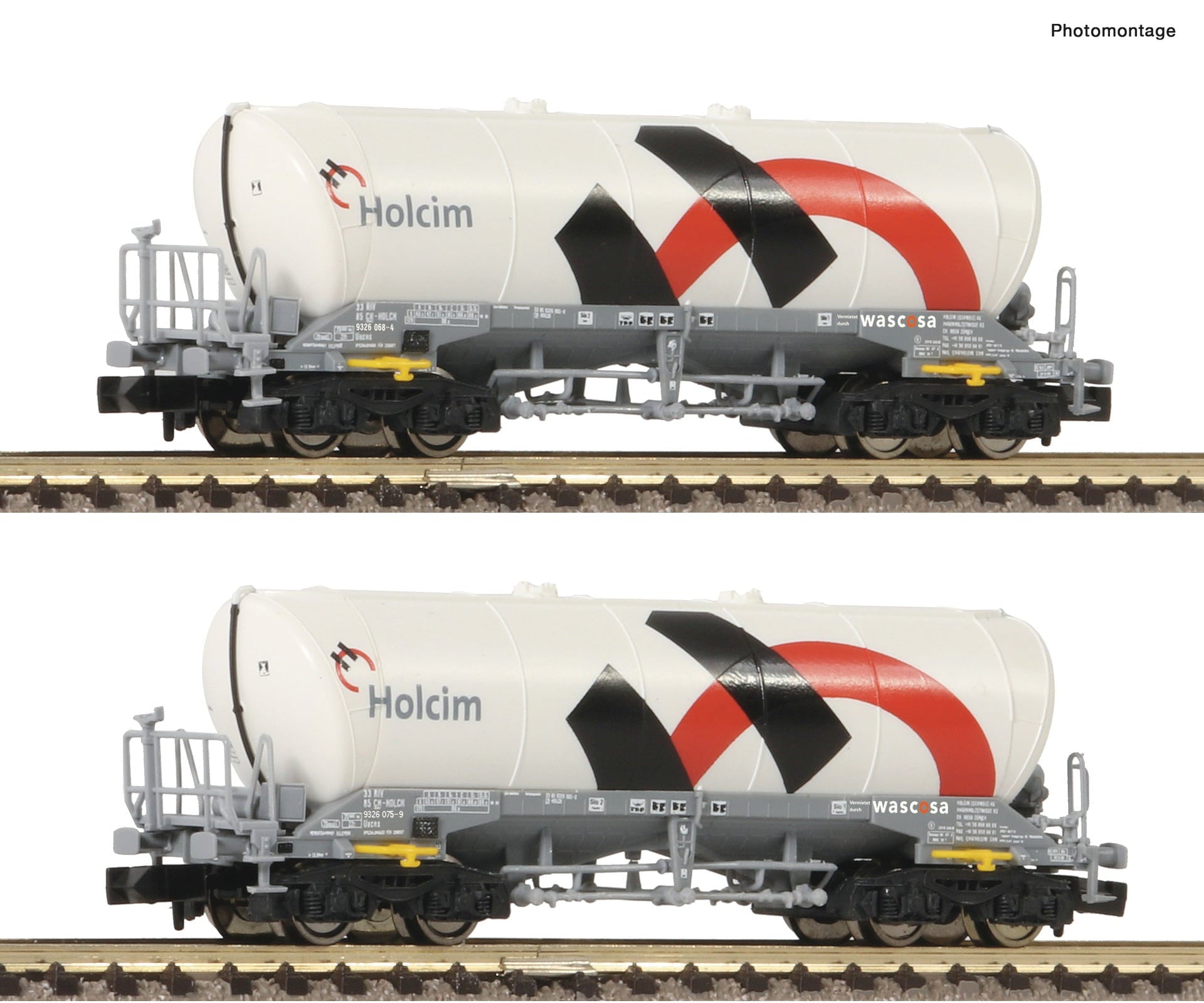 Fleischmann 848901 N 2 Piece Set: Silo Wagons Holcim/Wascosa European Freight Cars