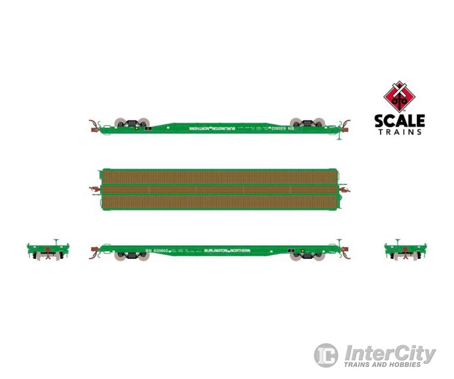 Fox Valley Models Sxt15043 Ho Scale Pullman-Standard F60Gh 60’ Flatcar Burlington Northern/Green