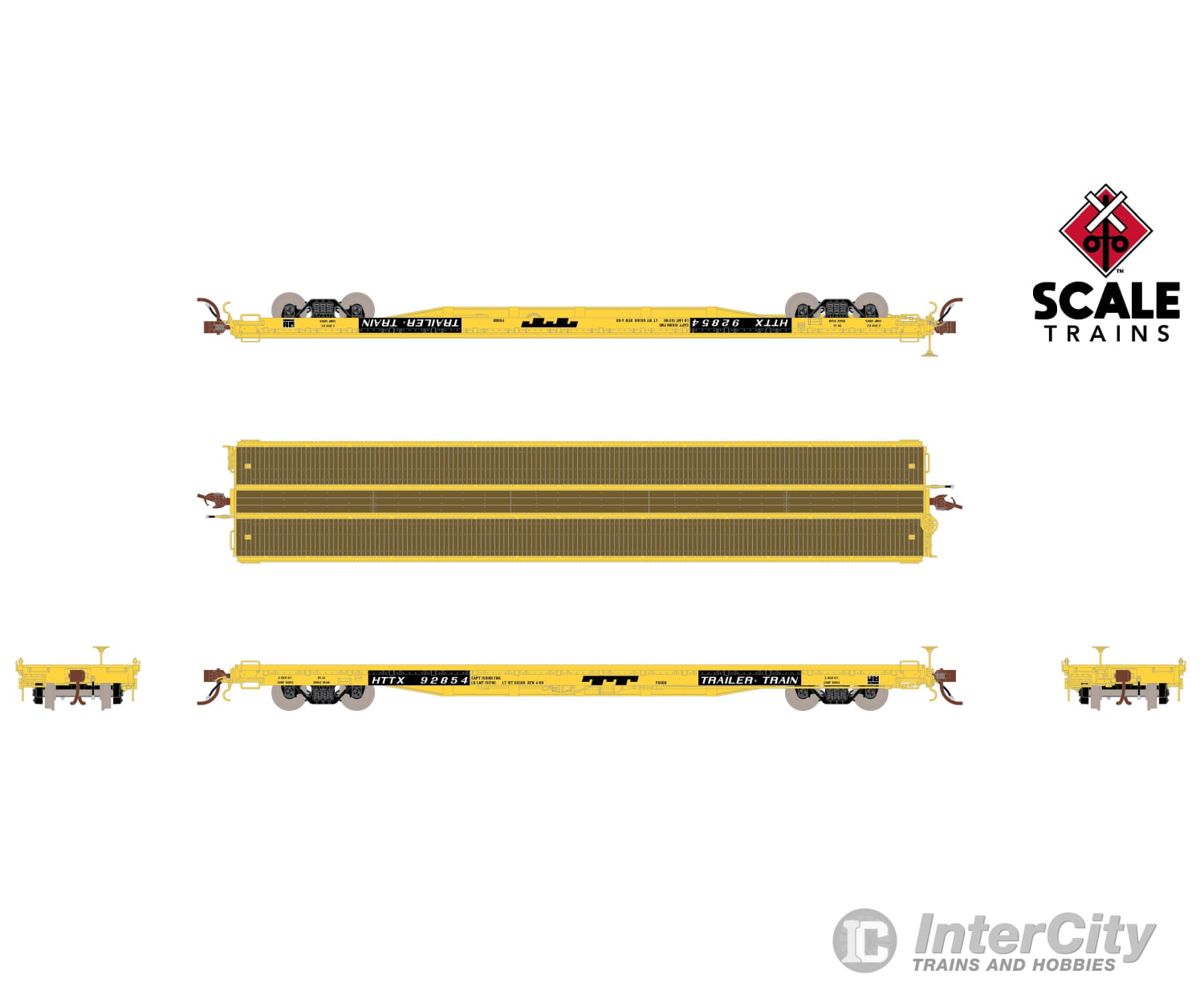 Fox Valley Models Sxt15055 Ho Scale Pullman-Standard F60Gh 60’ Flatcar Trailer Train/Yellow/Tt