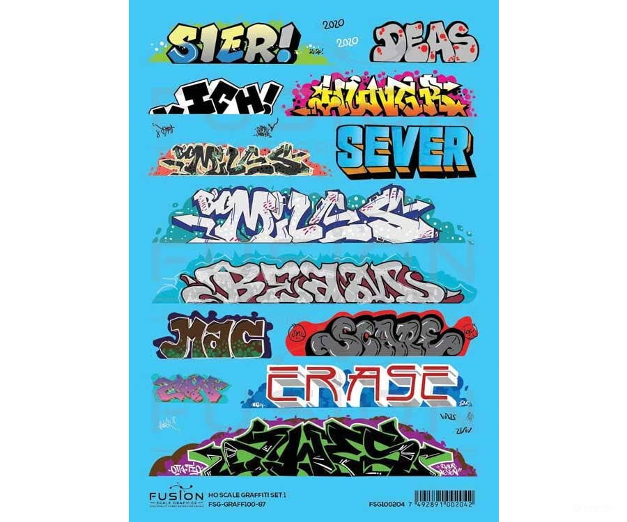 Fusion Scale Graphics HO 100204 Graffiti Decal Set - Set #1 - Decals