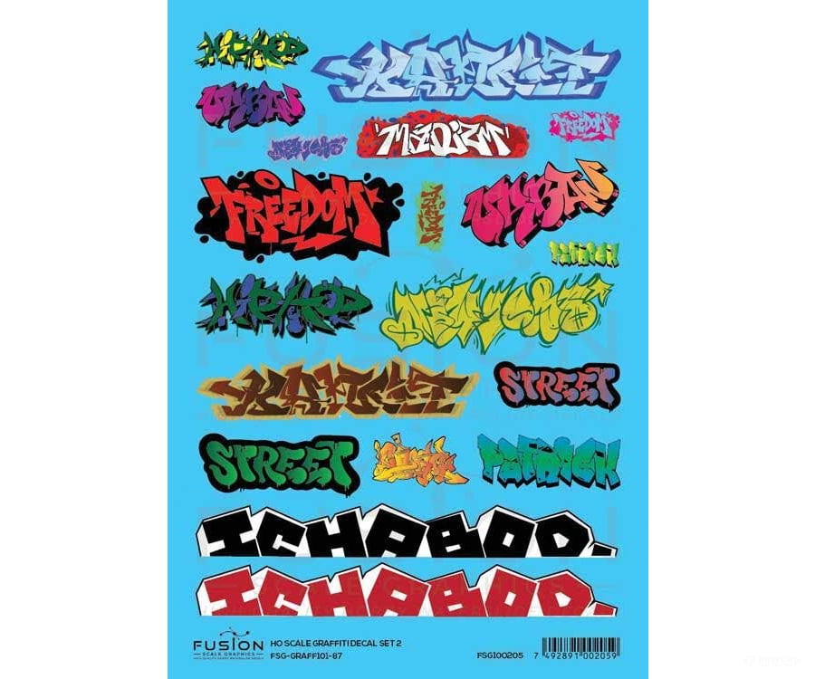 Fusion Scale Graphics HO 100205 Graffiti Decal Set - Set #2 - Decals