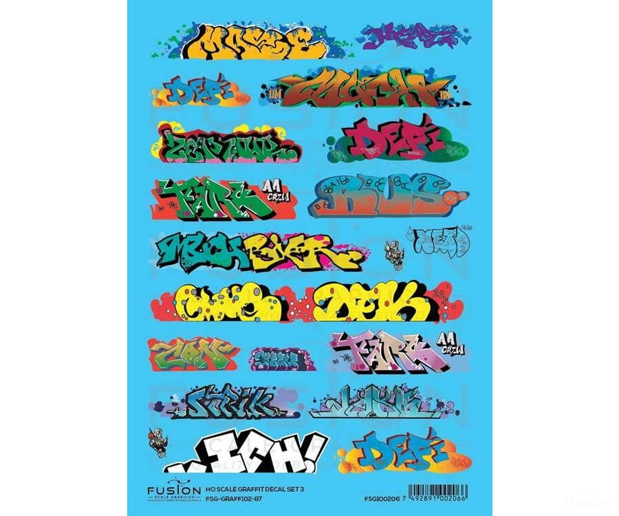 Fusion Scale Graphics HO 100206 Graffiti Decal Set - Set #3 - Decals