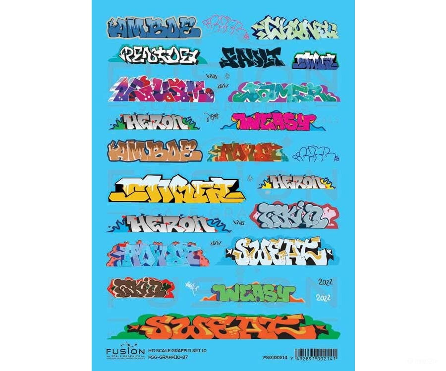 Fusion Scale Graphics HO 100214 Graffiti Decal Set - Set #10 - Decals