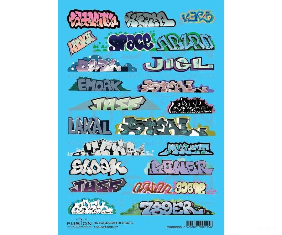Fusion Scale Graphics HO 100215 Graffiti Decal Set - Set #11 - Decals