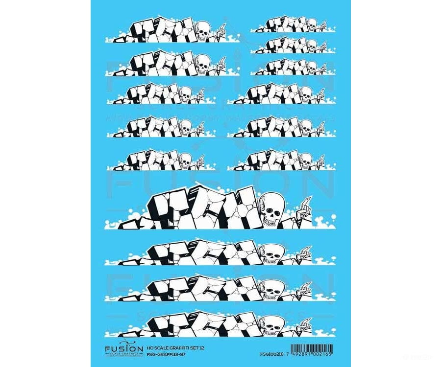 Fusion Scale Graphics HO 100216 Graffiti Decal Set - Set #12 - Decals