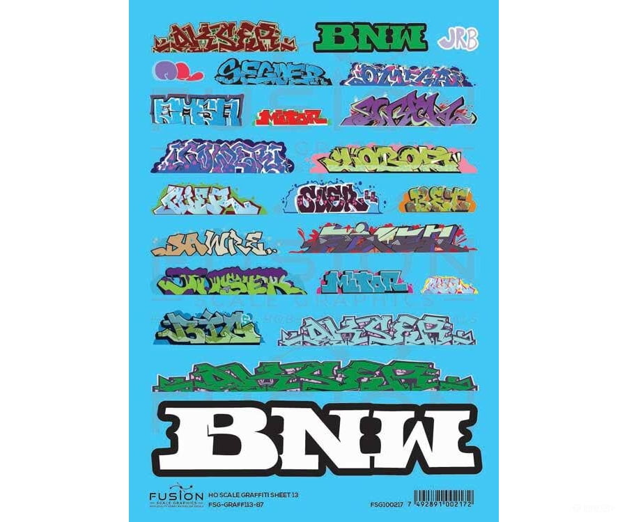 Fusion Scale Graphics HO 100217 Graffiti Decal Set - Set #13 - Decals