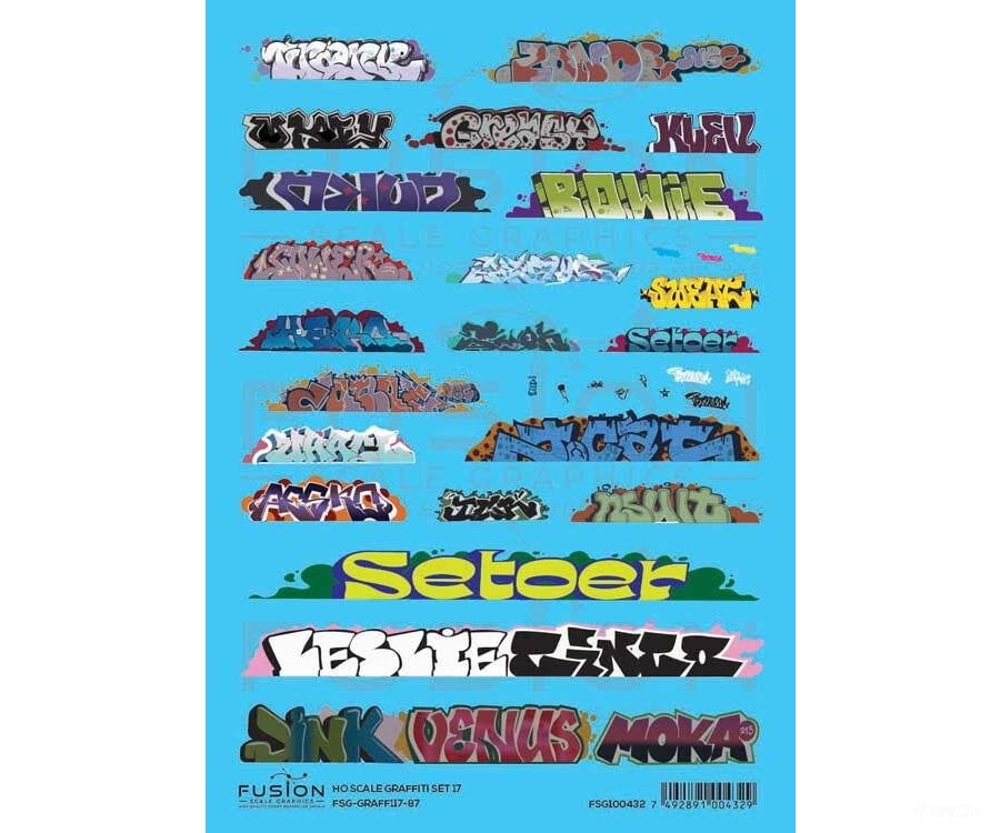 Fusion Scale Graphics HO 100432 Graffiti Decal Set - Set #17 - Decals