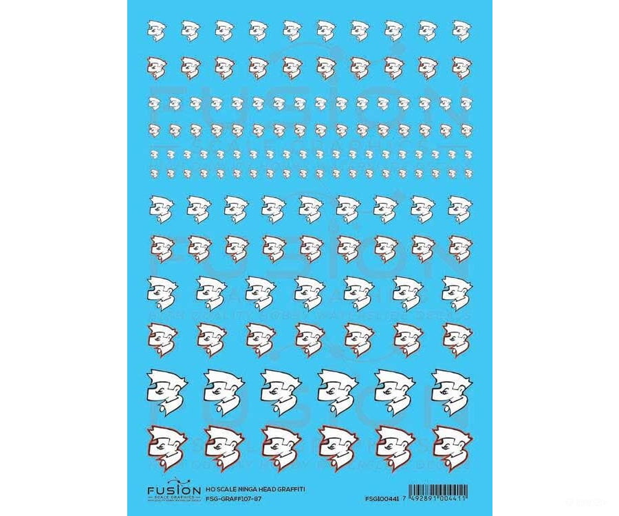 Fusion Scale Graphics HO 100441 Graffiti Decal Set - Ninja Head Various Sizes - Decals