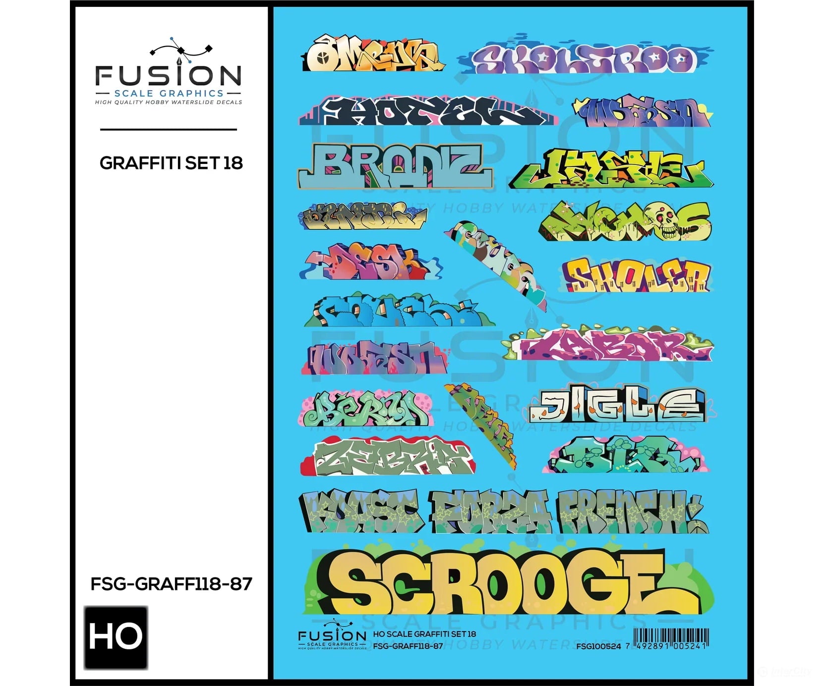 Fusion Scale Graphics HO 100524 Graffiti Decal Set - Set #18 - Decals