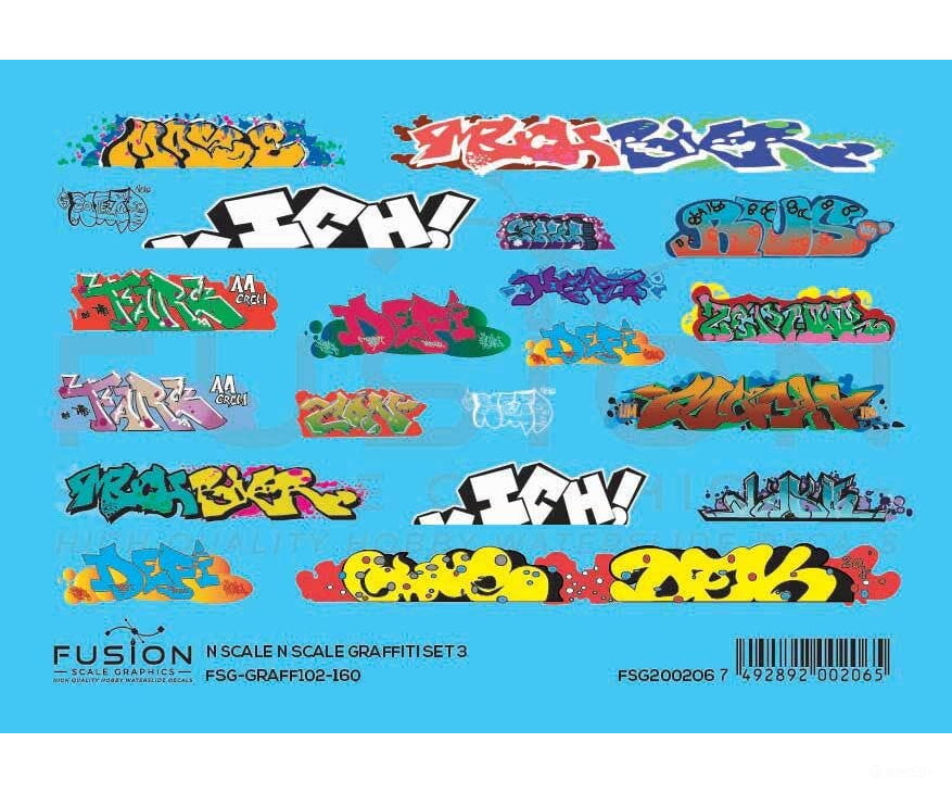 Fusion Scale Graphics N 200206 Graffiti Decal Set - Set #3 - Decals