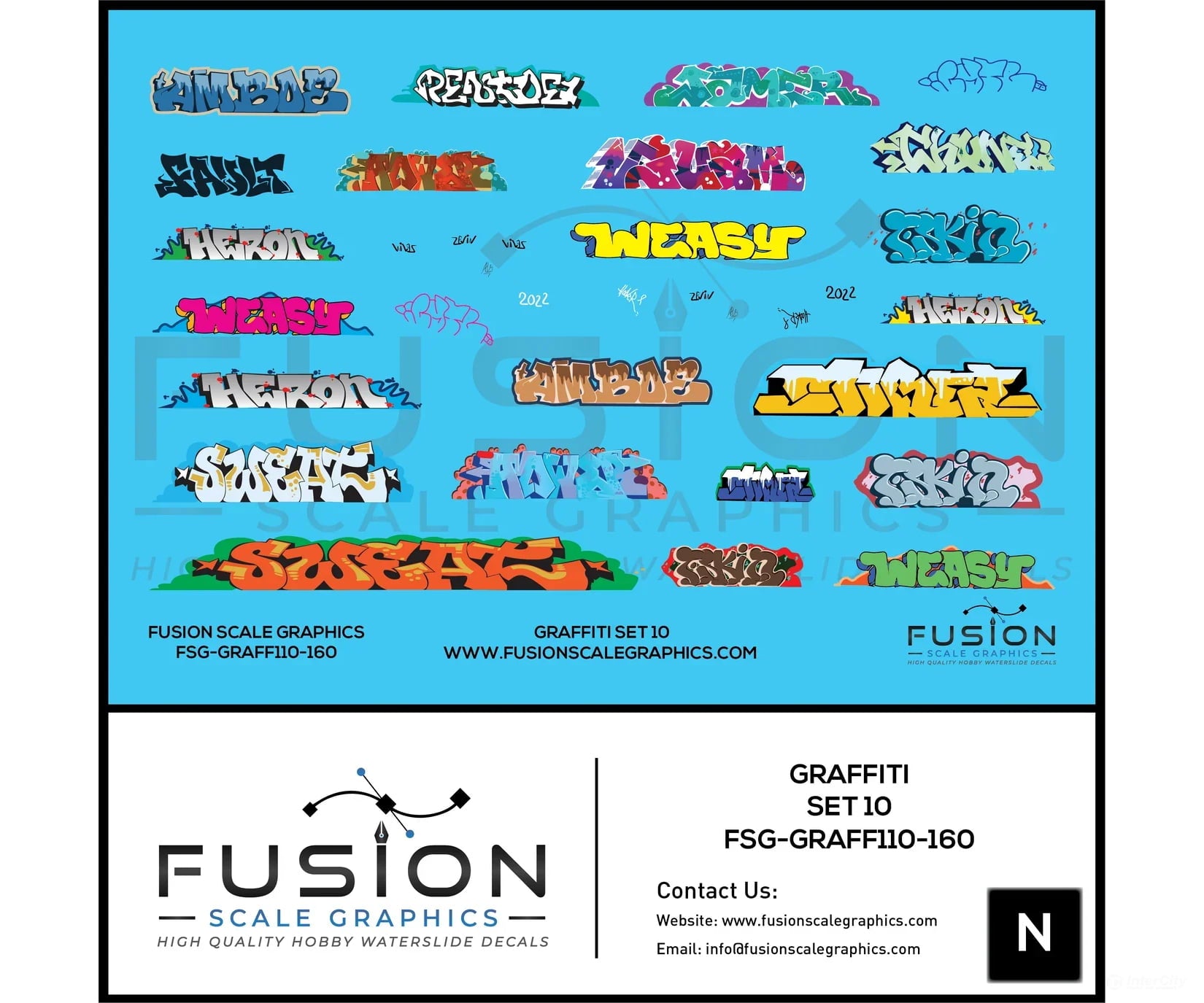 Fusion Scale Graphics N 200214 Graffiti Decal Set - Set #10 - Decals