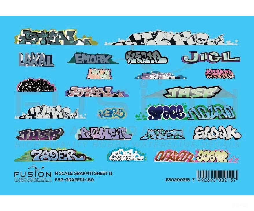 Fusion Scale Graphics N 200215 Graffiti Decal Set - Set #11 - Decals