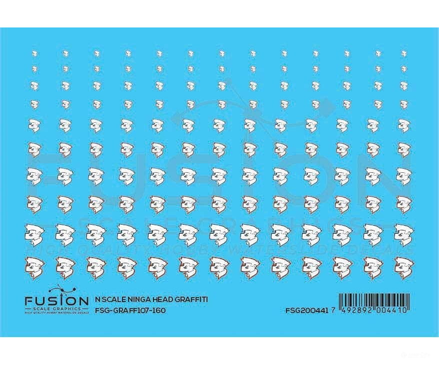 Fusion Scale Graphics N 200441 Graffiti Decal Set - Ninja Head Various Sizes - Decals