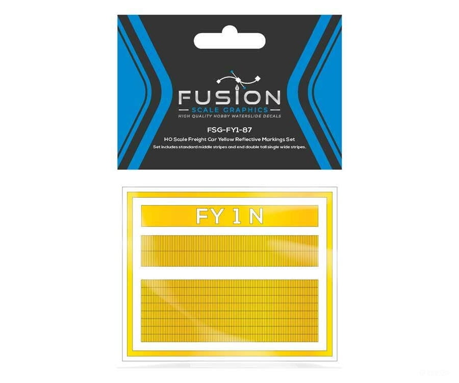 Fusion Scale Graphics N 260001 Railroad Freight Car Yellow Reflective Markings Set - Decals