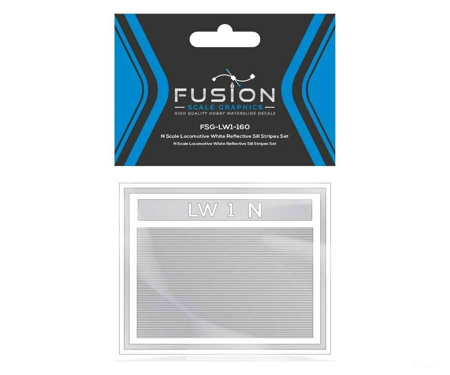 Fusion Scale Graphics N 260002 Railroad Locomotive White Reflective Sill Stripes Set - Decals