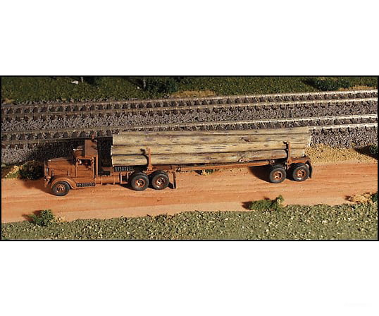 Ghq N 56008 American Truck - (Unpainted Metal Kit) -- 1941 344 Tractor W/Logging Trailer Cars &