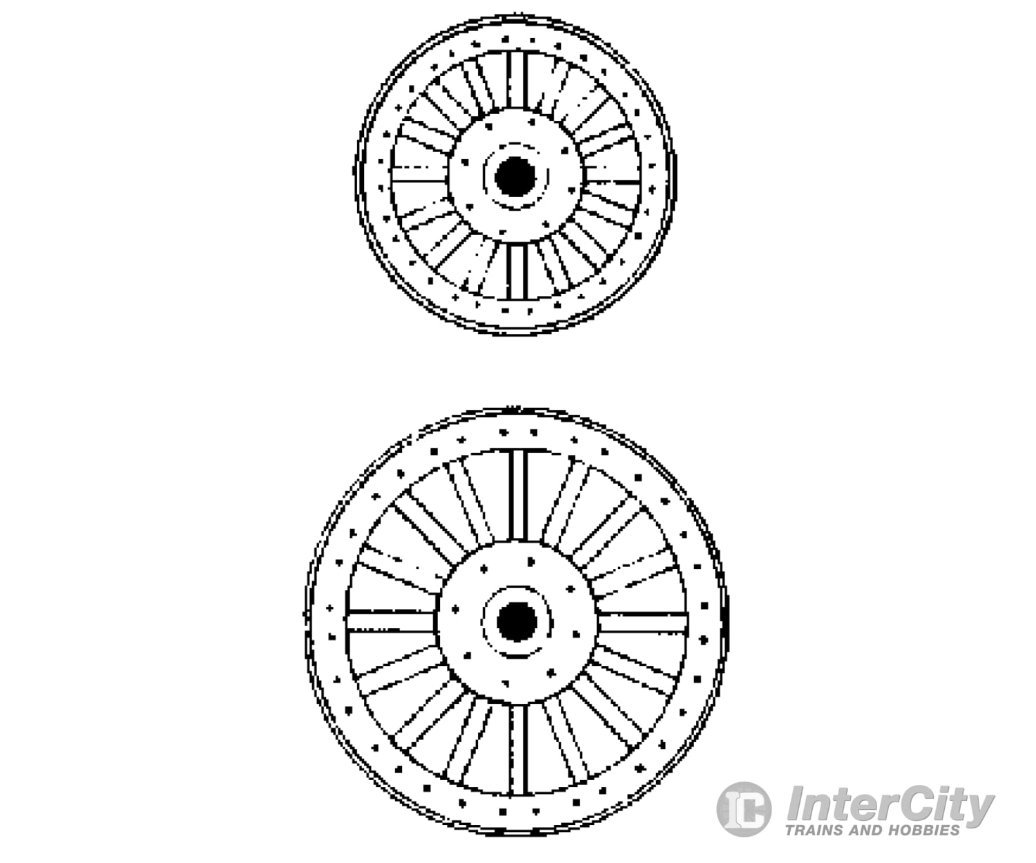 Grandt Line Products 30 Circus Wagon Wheels -- Baggage/Plain: 36’ Front & 48’ Rear - One