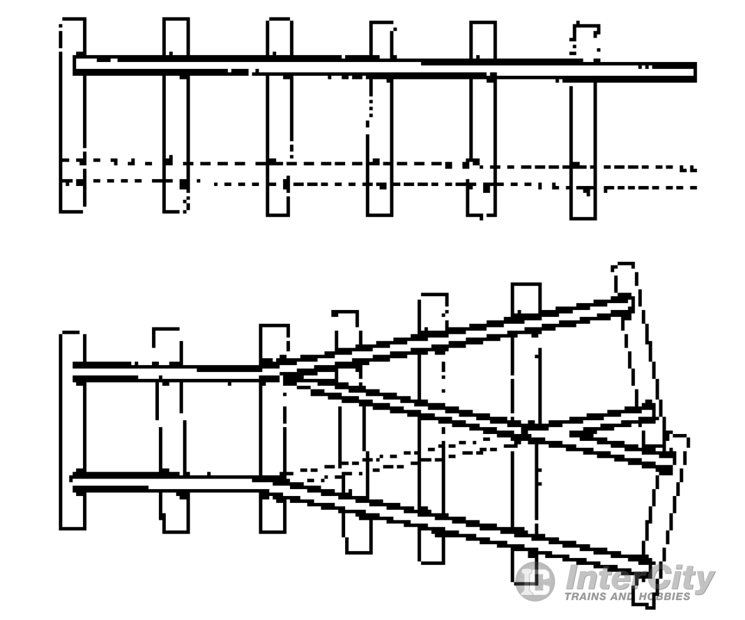 Grandt Line Products 3045 Mine Track Curve & Switch -- 18 Gauge Turnouts