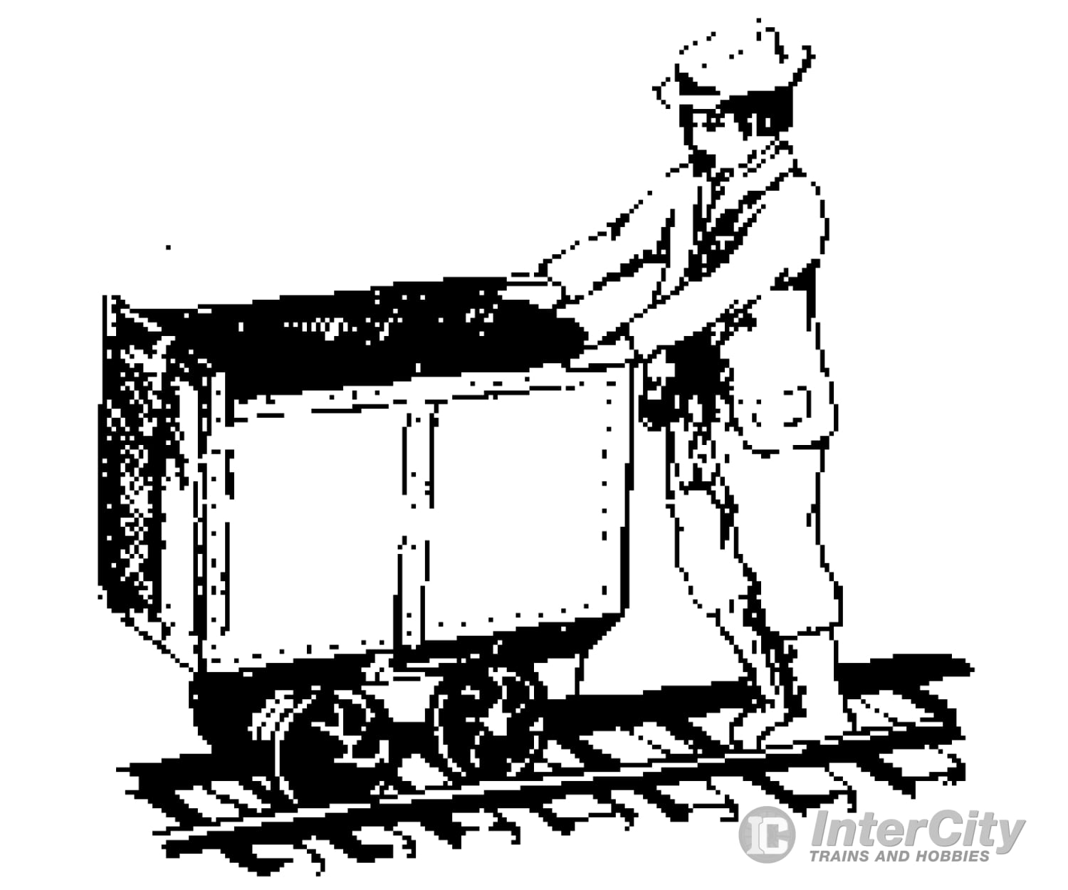 Grandt Line Products 3092 Cast Metal Figure W/Mine Car & Track -- Cousin Jack Miner Posed For