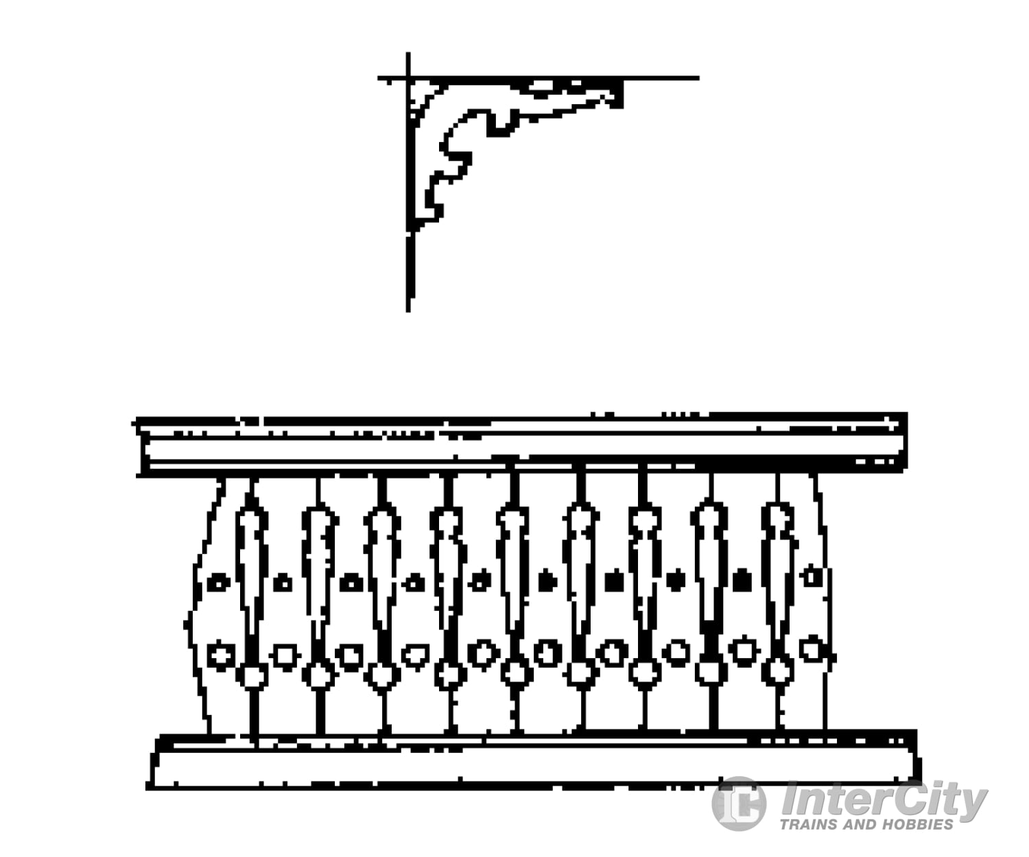 Grandt Line Products 3505 Ornamental Wood Porch Rail W/Brackets Scratch Building Supplies