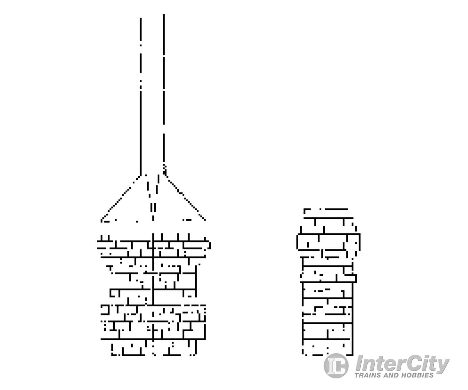 Grandt Line Products 3509 Brick Station Chimneys Pkg(2) -- Rio Grande Scratch Building Supplies