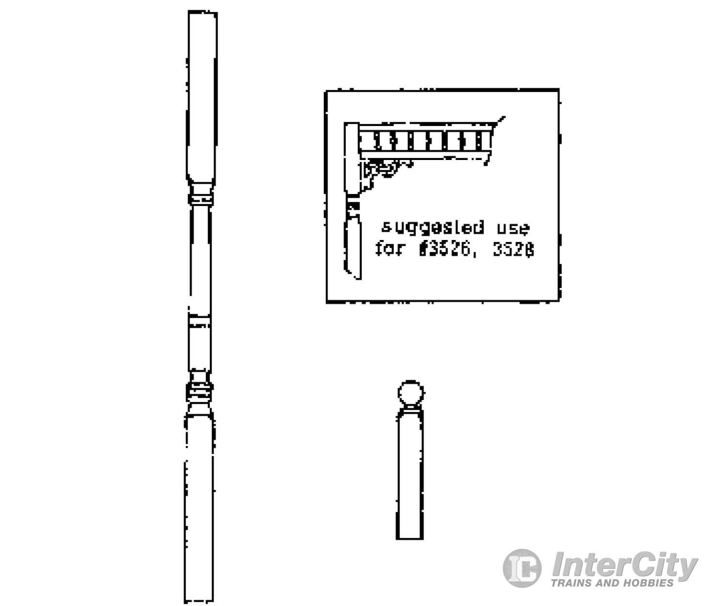 Grandt Line Products 3528 Turned Wood Porch Post & Ball Newell Set Scratch Building Supplies