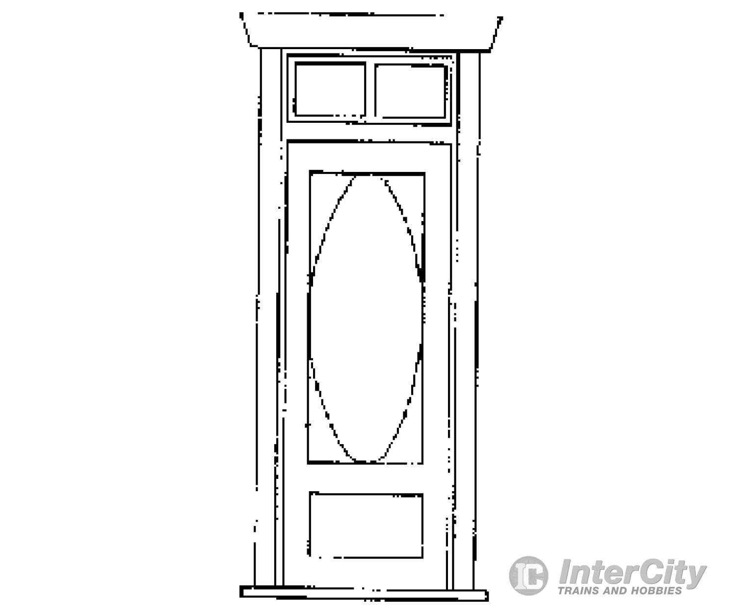 Grandt Line Products 3605 Residence Door -- With Oval Window/Frame/Transom Scratch Building Supplies