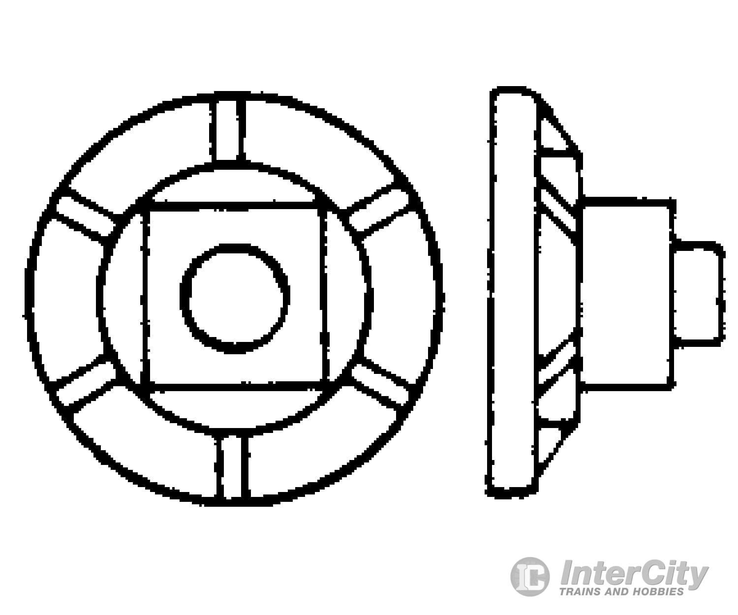 Grandt Line Products 44 Square Nut-Washer -- 2-1/8’ Nut 5’ Ribbed Washer Detaling Parts