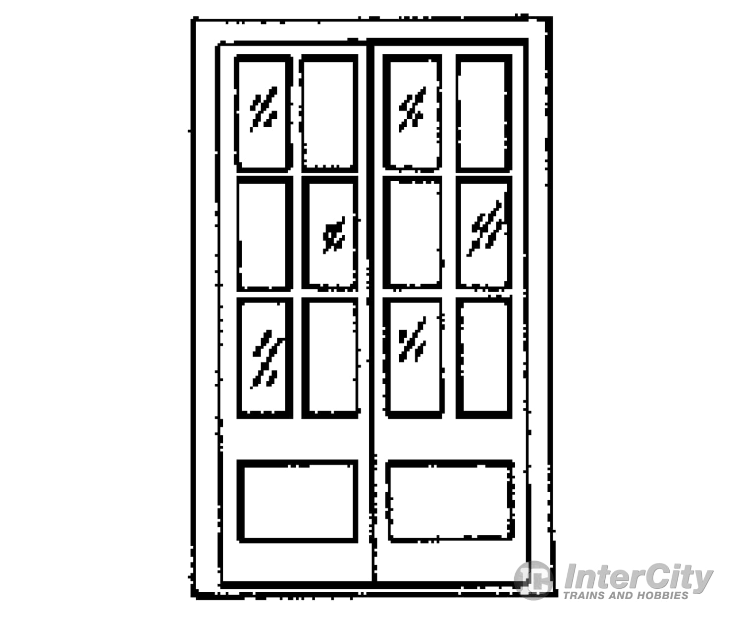 Grandt Line Products 5022 Door -- 6’ 9’ Assay Office Double W/12-Pane Window Detailing Parts