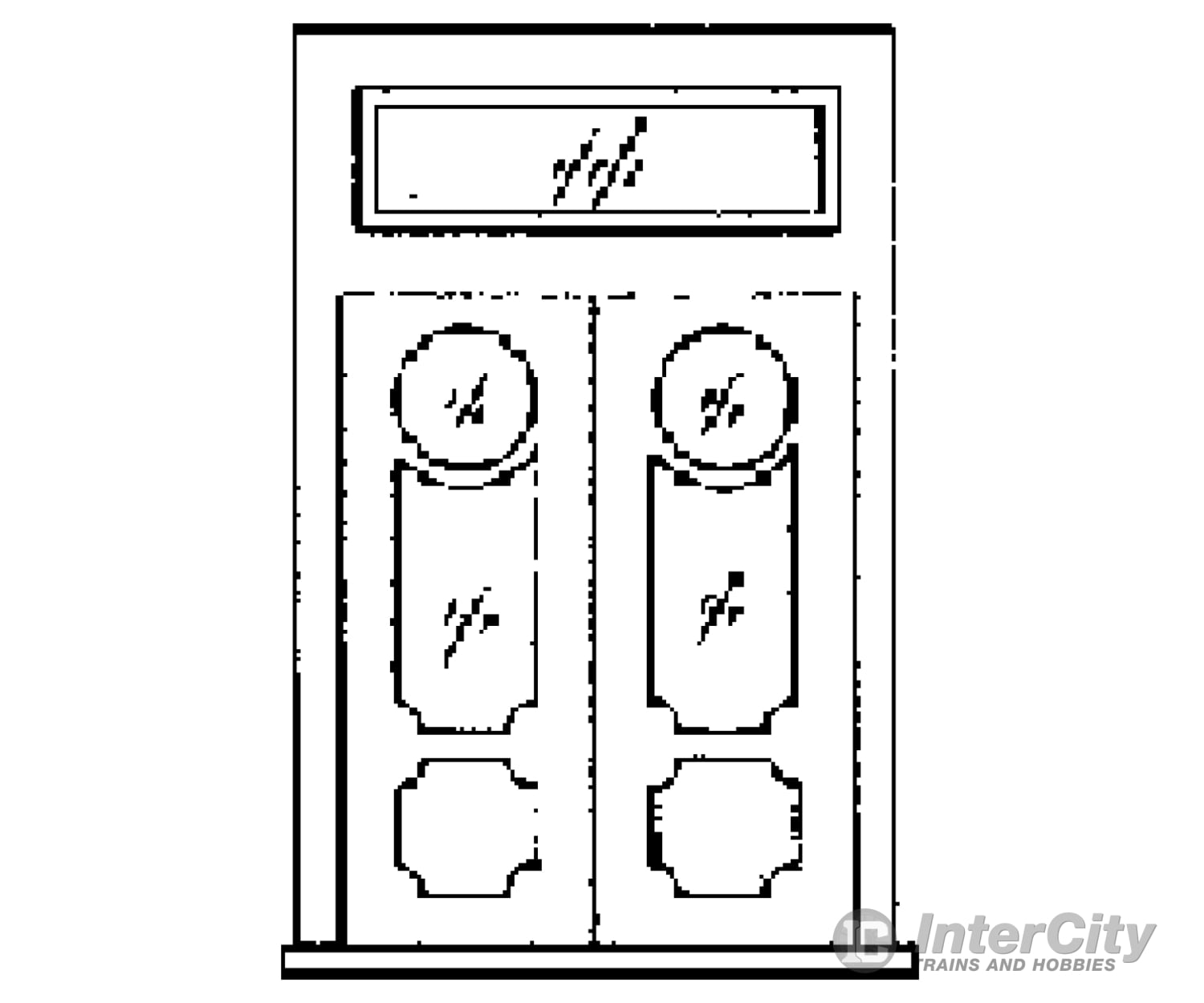 Grandt Line Products 5109 Door -- Two-Lite Double W/Frame & Transom; Pkg(3) Detailing Parts