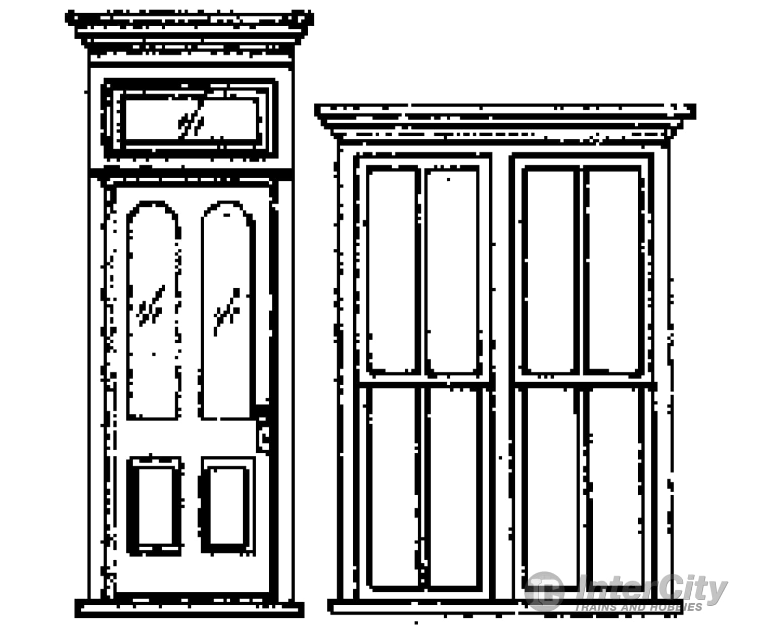 Grandt Line Products 5115 Window/Door Set -- Victorian Storefront Scratch Building Supplies