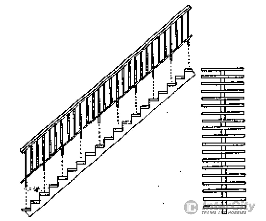 Grandt Line Products 5176 35-Degree Concrete & Steel Staircase -- With Open Risers Scratch Building