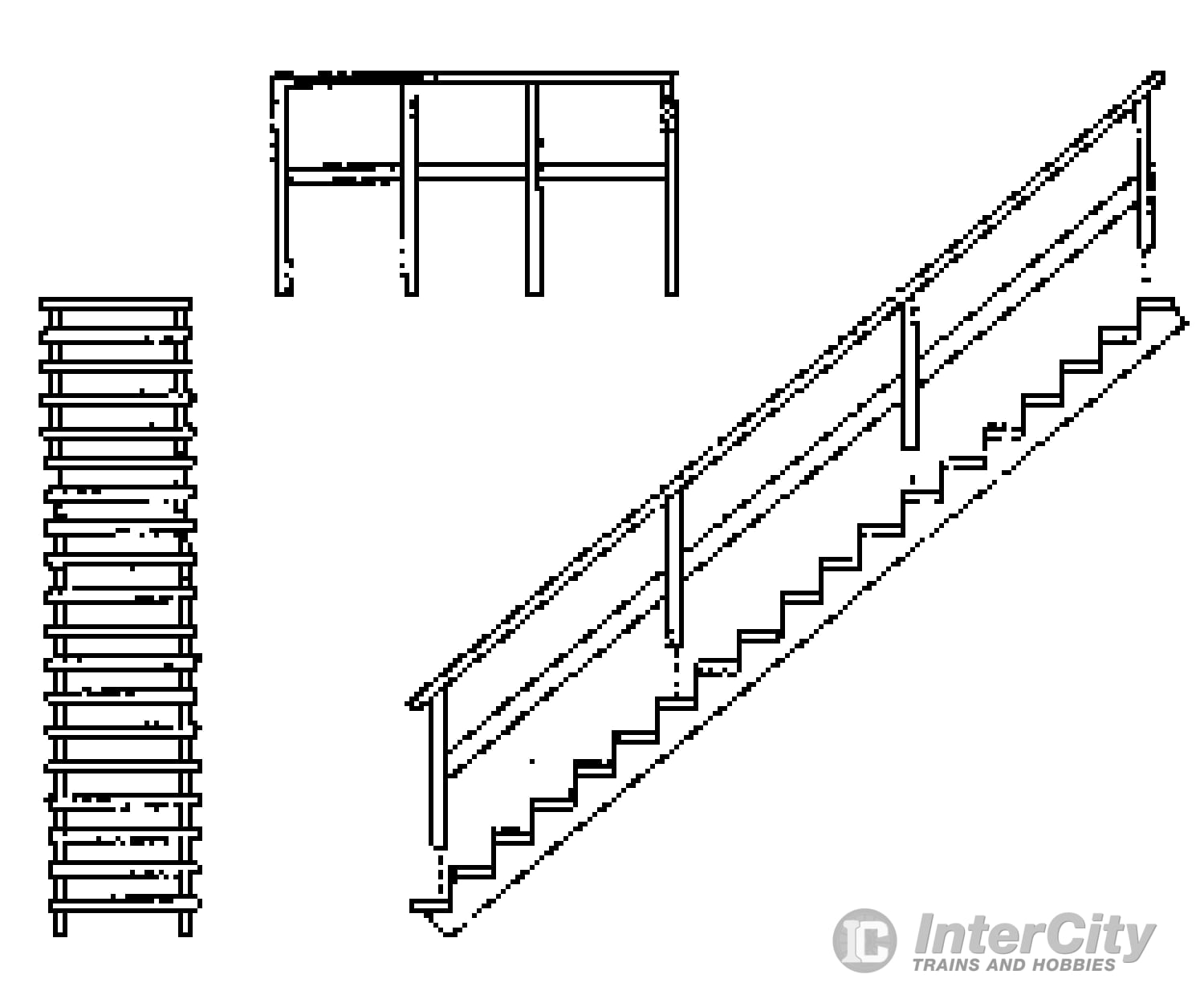 Grandt Line Products 5177 39-Degree ’Wooden’ Staircase -- With Open Risers Scratch Building Supplies