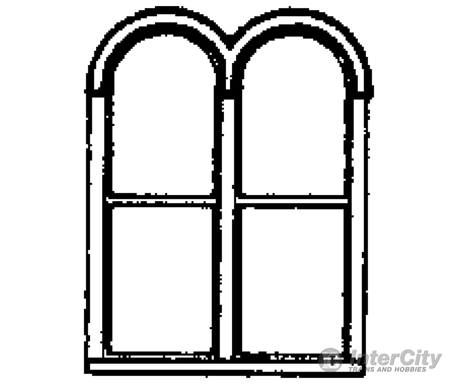 Grandt Line Products 5212 Windows -- Double Round-Top Pkg(4) Scratch Building Supplies