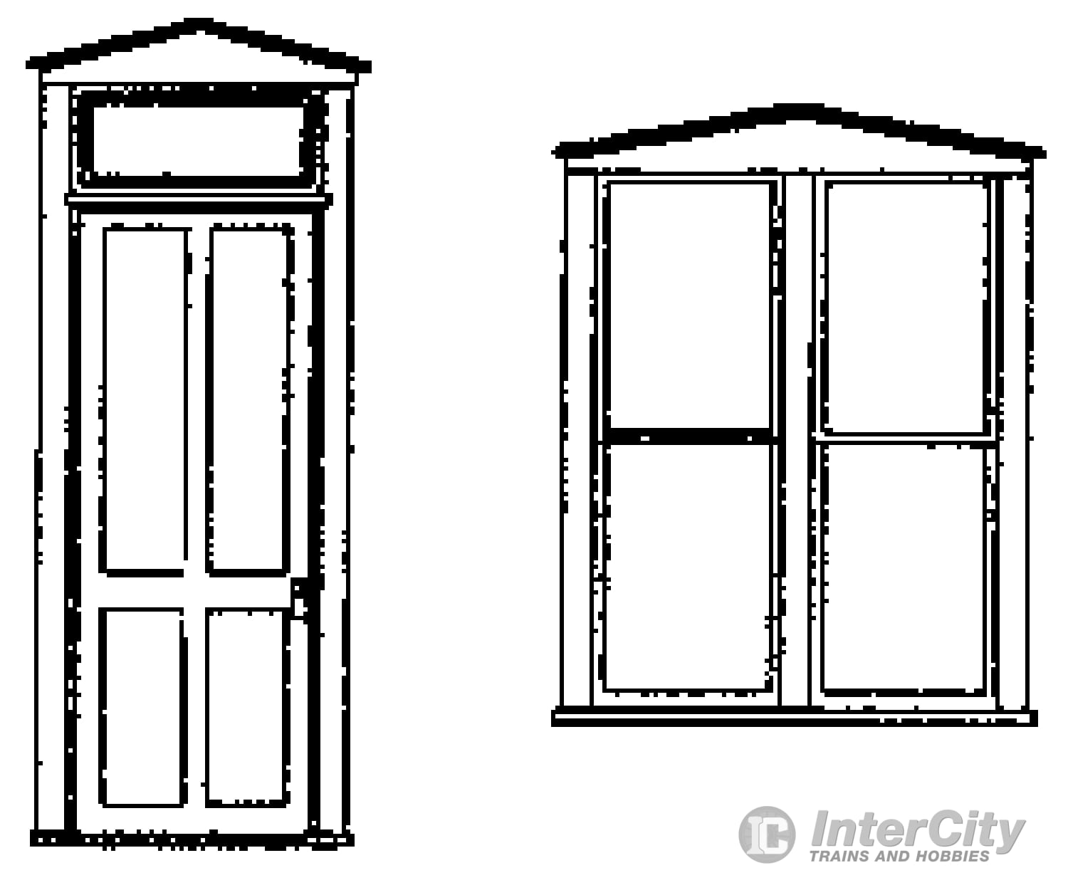 Grandt Line Products 5259 Windows -- Peaked Top Window/Door Set Scratch Building Supplies