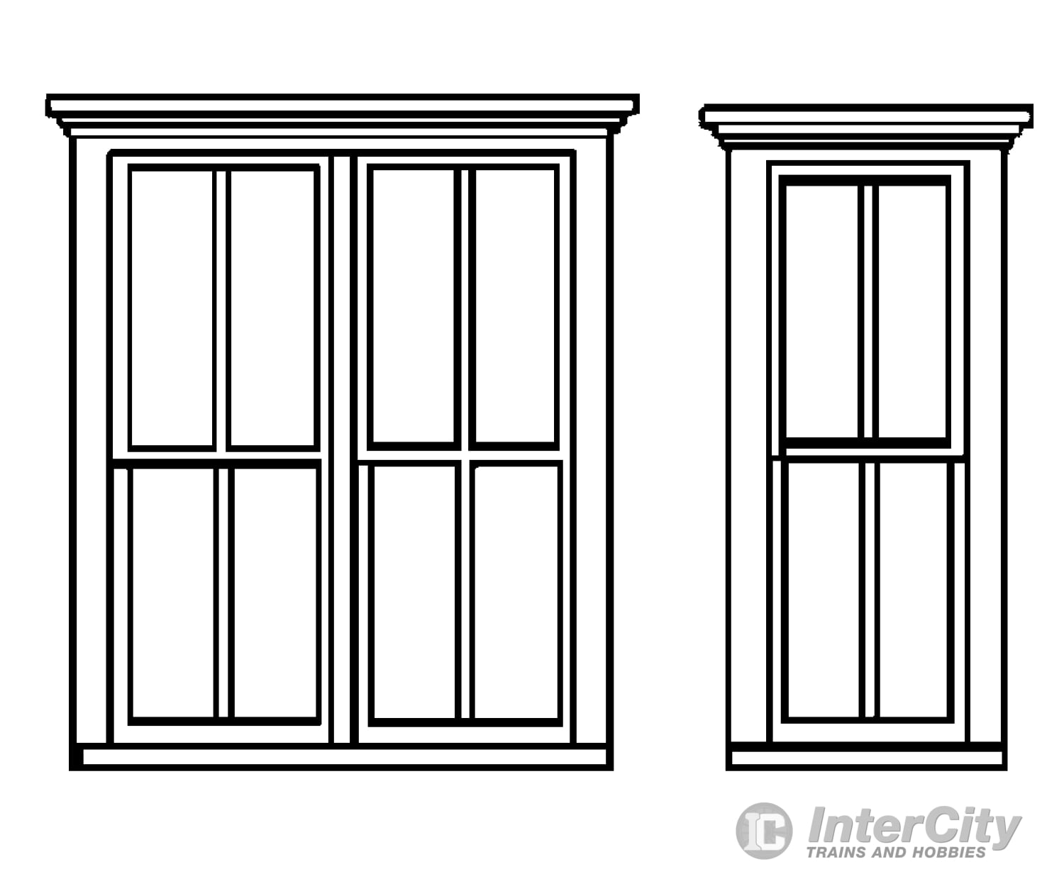 Grandt Line Products 5264 Window -- 4-Pane Single 8-Pane Double Pkg(2) Scratch Building Supplies