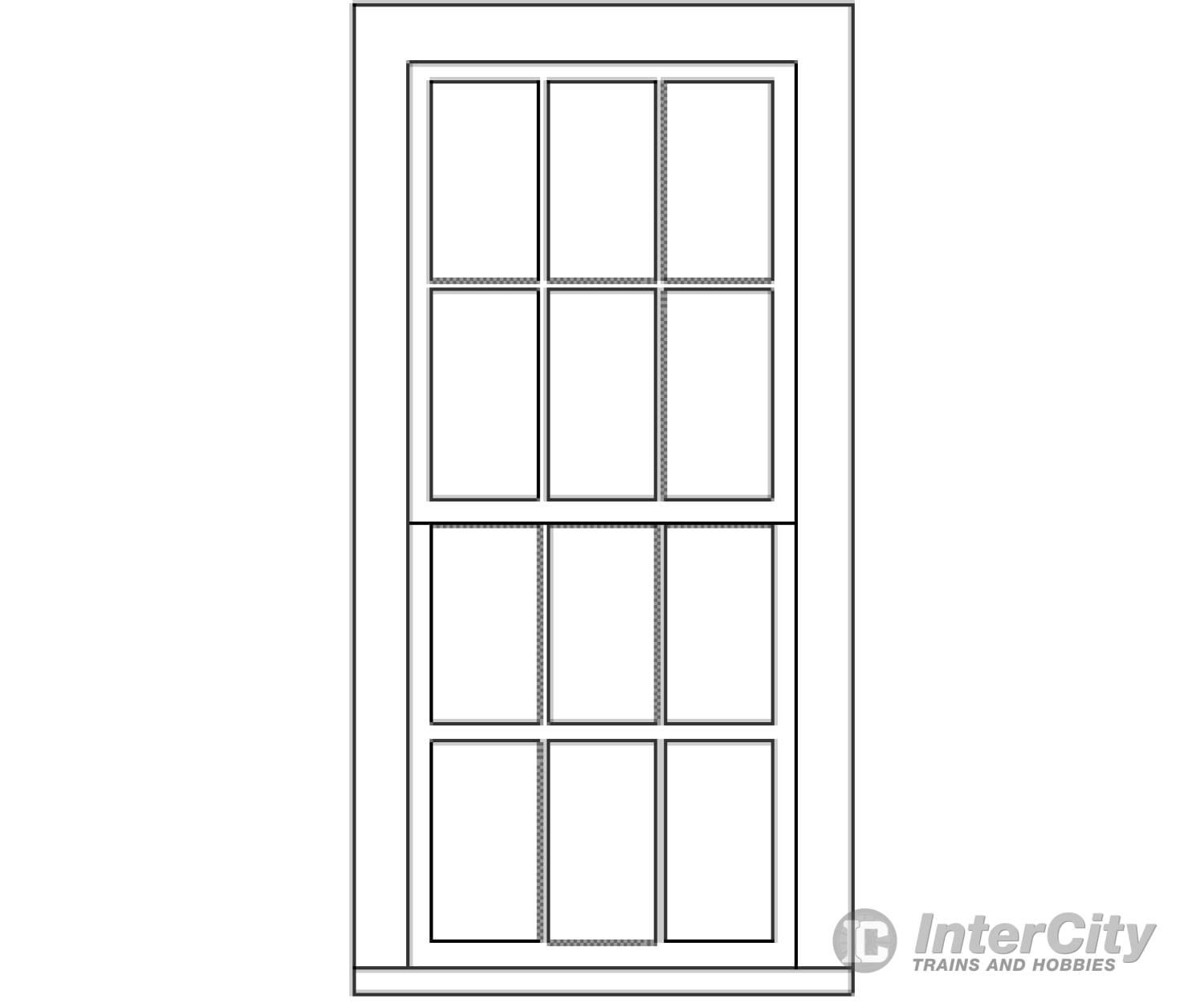 Grandt Line Products 5283 Double-Hung Windows -- 6-Over-6 38 X 86’ Pkg(4) Scratch Building Supplies