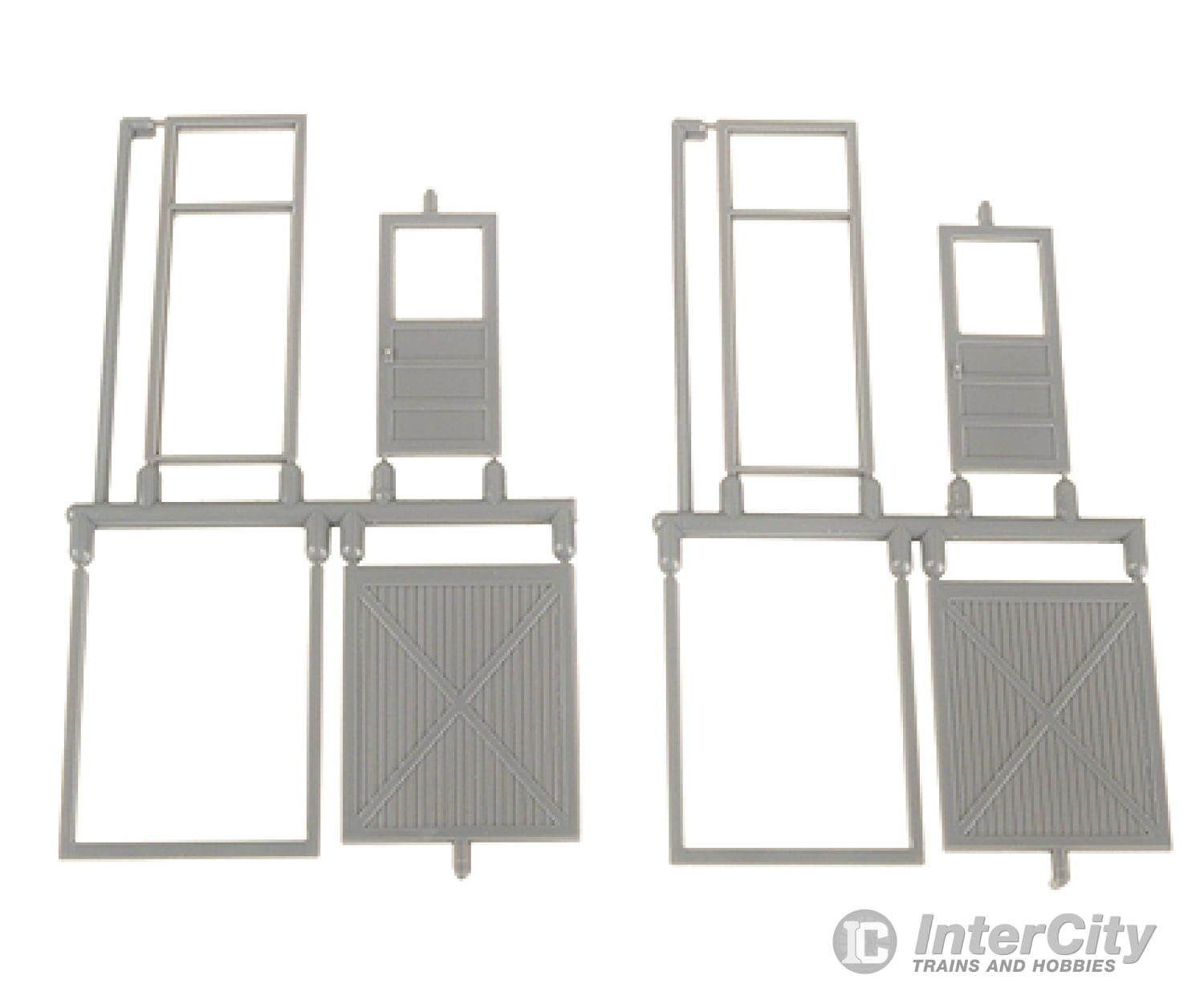 Grandt Line Products 5301 Paneled Door Set W/Transom & Crossbraced Pkg(2) Scratch Building Supplies