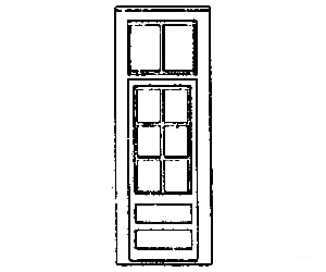 Grandt Line Products 5163 33’ Door -- With Six-Pane Window & Transom Scratch Building Supplies