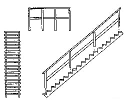 Grandt Line Products 5177 39-Degree ’Wooden’ Staircase -- With Open Risers Scratch Building Supplies