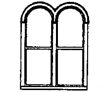 Grandt Line Products 5212 Windows -- Double Round-Top Pkg(4) Scratch Building Supplies