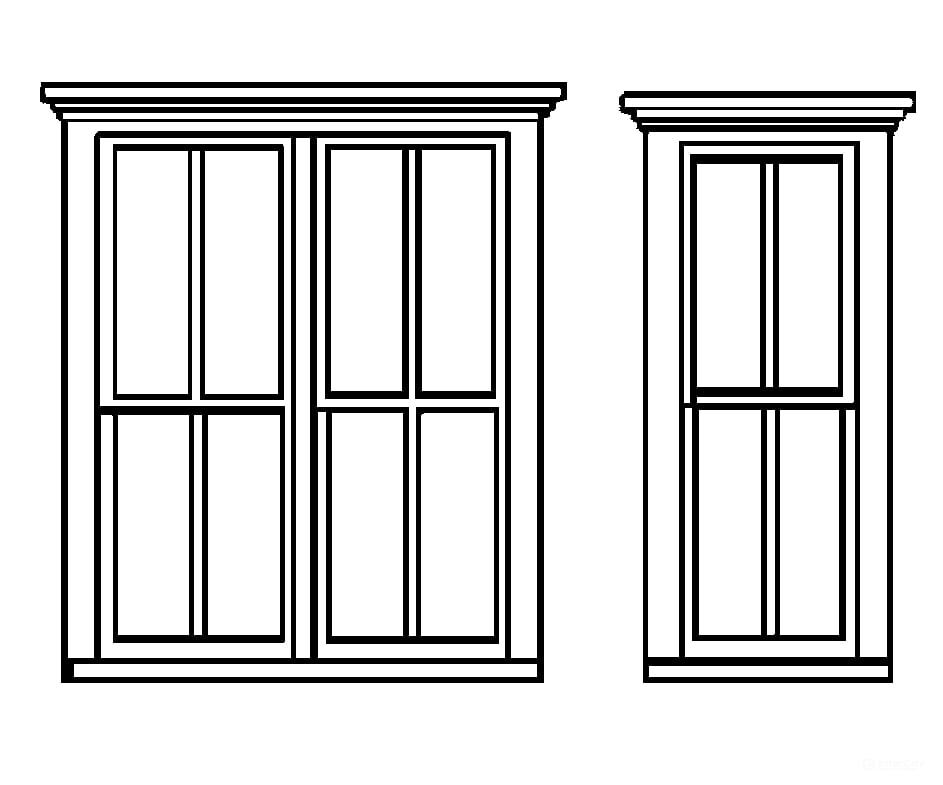 Grandt Line Products 5264 Window -- 4-Pane Single 8-Pane Double Pkg(2) Scratch Building Supplies