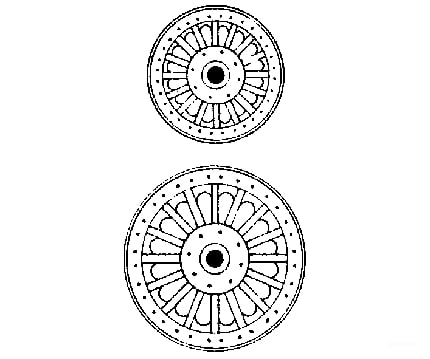 Grandt Line Products 31 Circus Wagon Wheels -- Sunburst - Parade Type; 2 Sets Detaling Parts