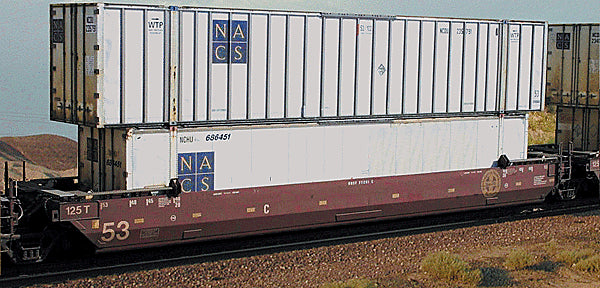 Deluxe Innovations 350201 N MaxiStack IV 3-Unit Well Car Set - BNSF Set #1 #211007 Early Circle Cross (no containers)