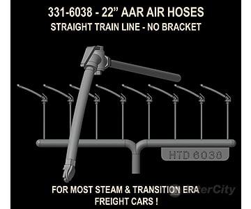 Hi-Tech Details Ho 6038 22’’ Aar Air Hoses - Molded Rubber With Straight Train Line Pipe 4