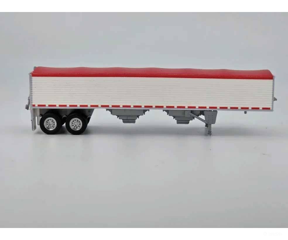 HO Logistics Replicas HO 468 39’ Covered Grain Trailer - Assembled - White with Red Tarp Cars & Trucks